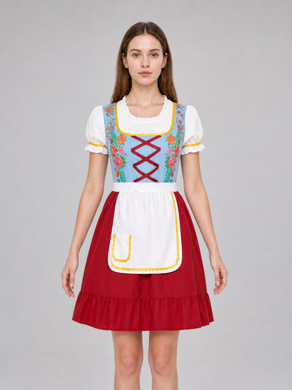 Bavarian Carnival Dress with Apron for Oktoberfest front view