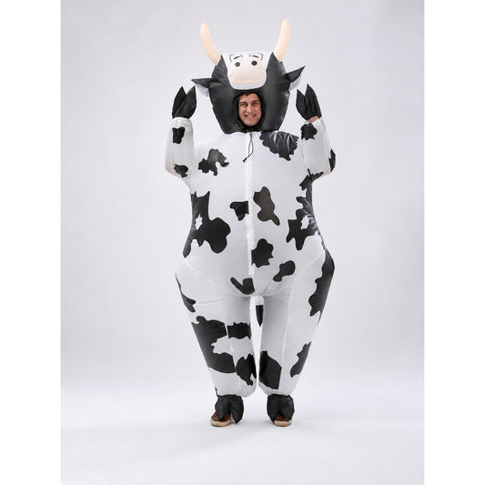 Cow costume jumpsuit with hood
