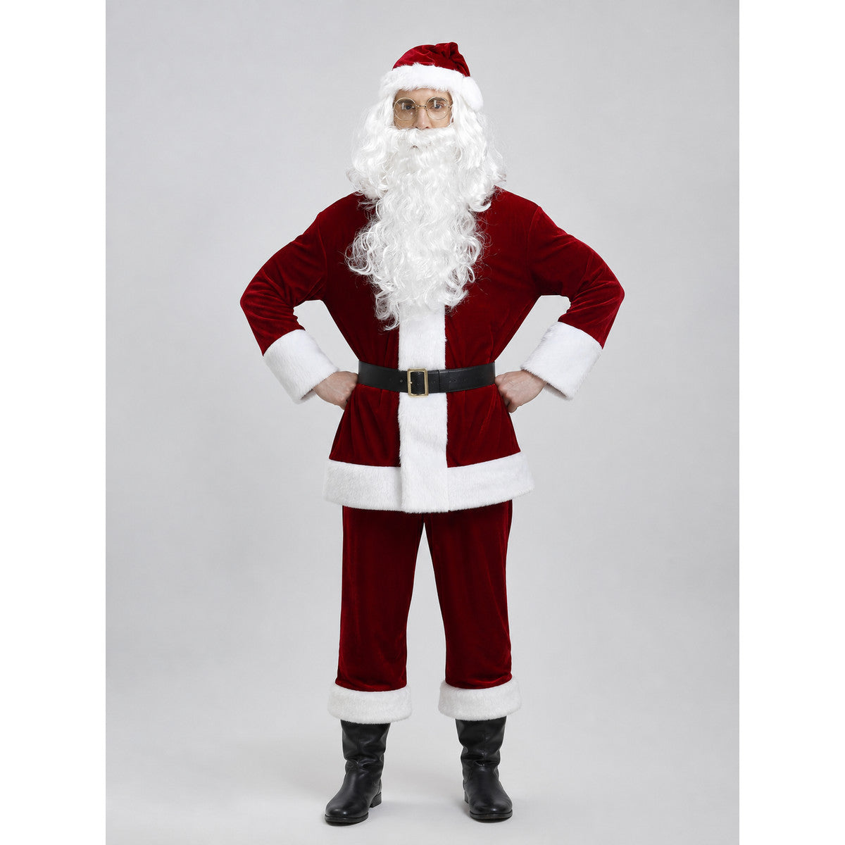 Santa Claus Wig and Beard with White Curls