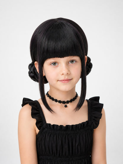 Black Carnival Wig with Buns for Halloween and Cosplay main product view