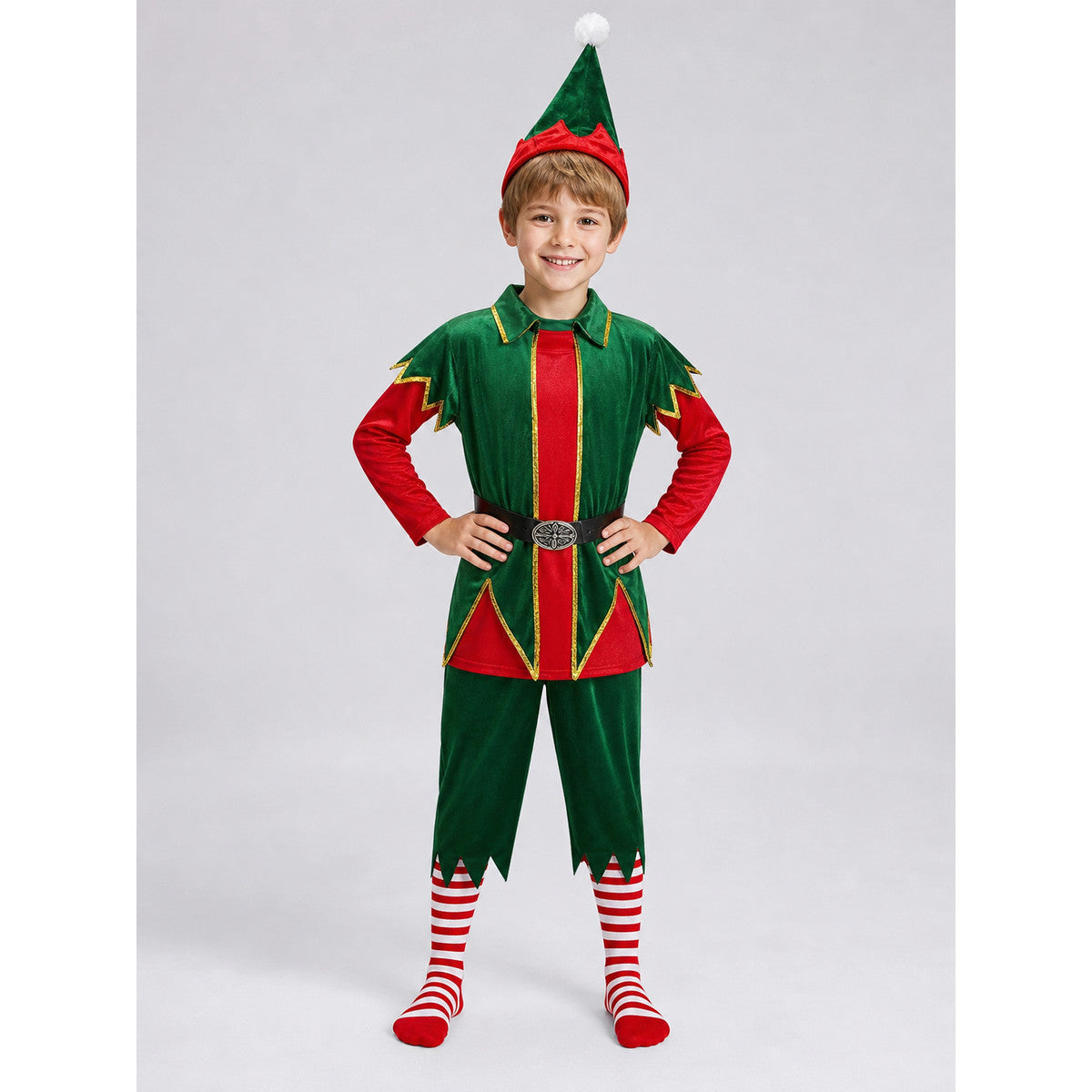 Christmas Elf Costume with Hat and Belt