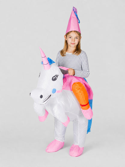 Inflatable Unicorn Costume with Pink Hat on-model view