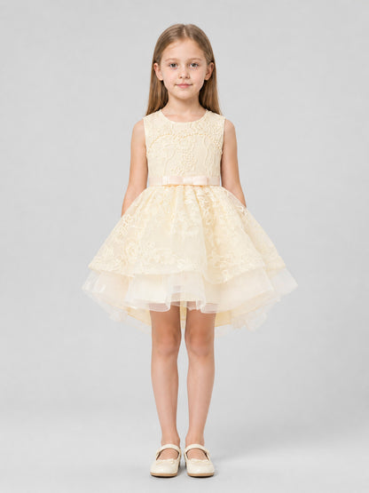 Full Dressy Girls’ Dress with a Tulle Skirt and Bow