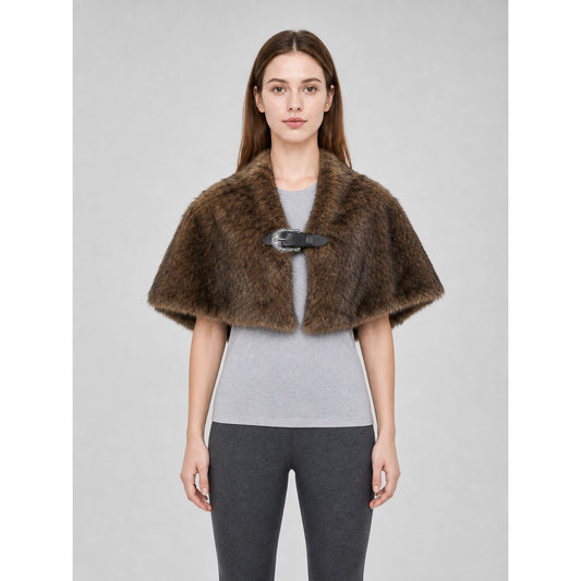 Fluffy shoulder cape, tricolor pile