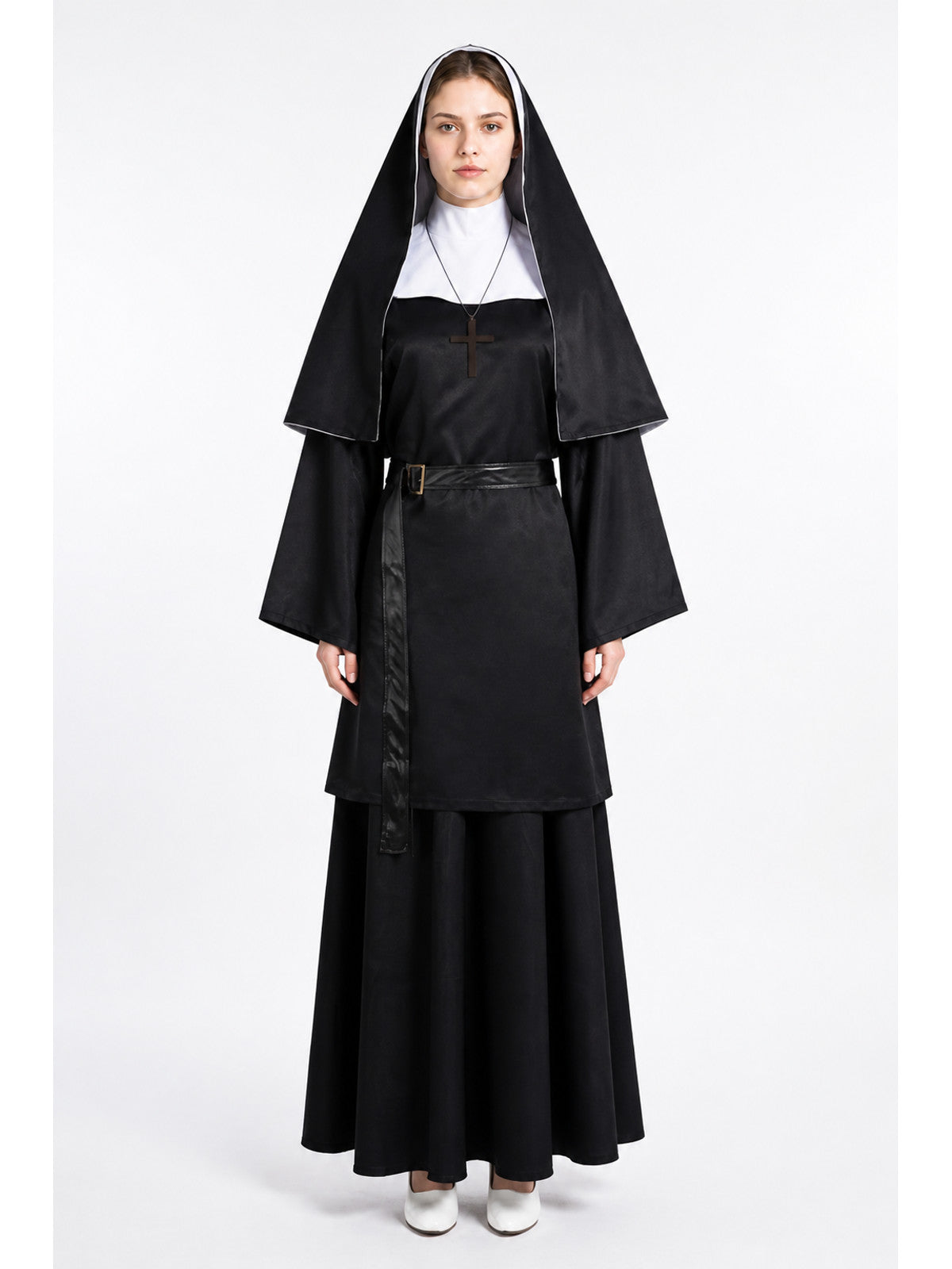 Black Costume with Cross and White Mask for Halloween main product view
