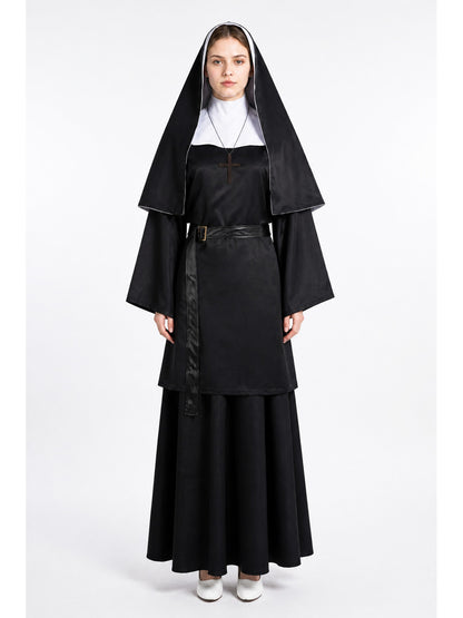 Black Costume with Cross and White Mask for Halloween main product view