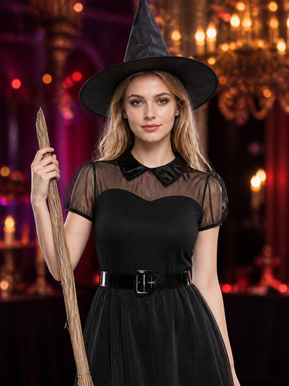 Black Witch Costume with Hat for Halloween
