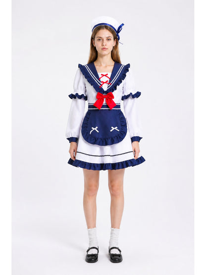 Nautical-Style Stage Costume with Apron and Bow main product view