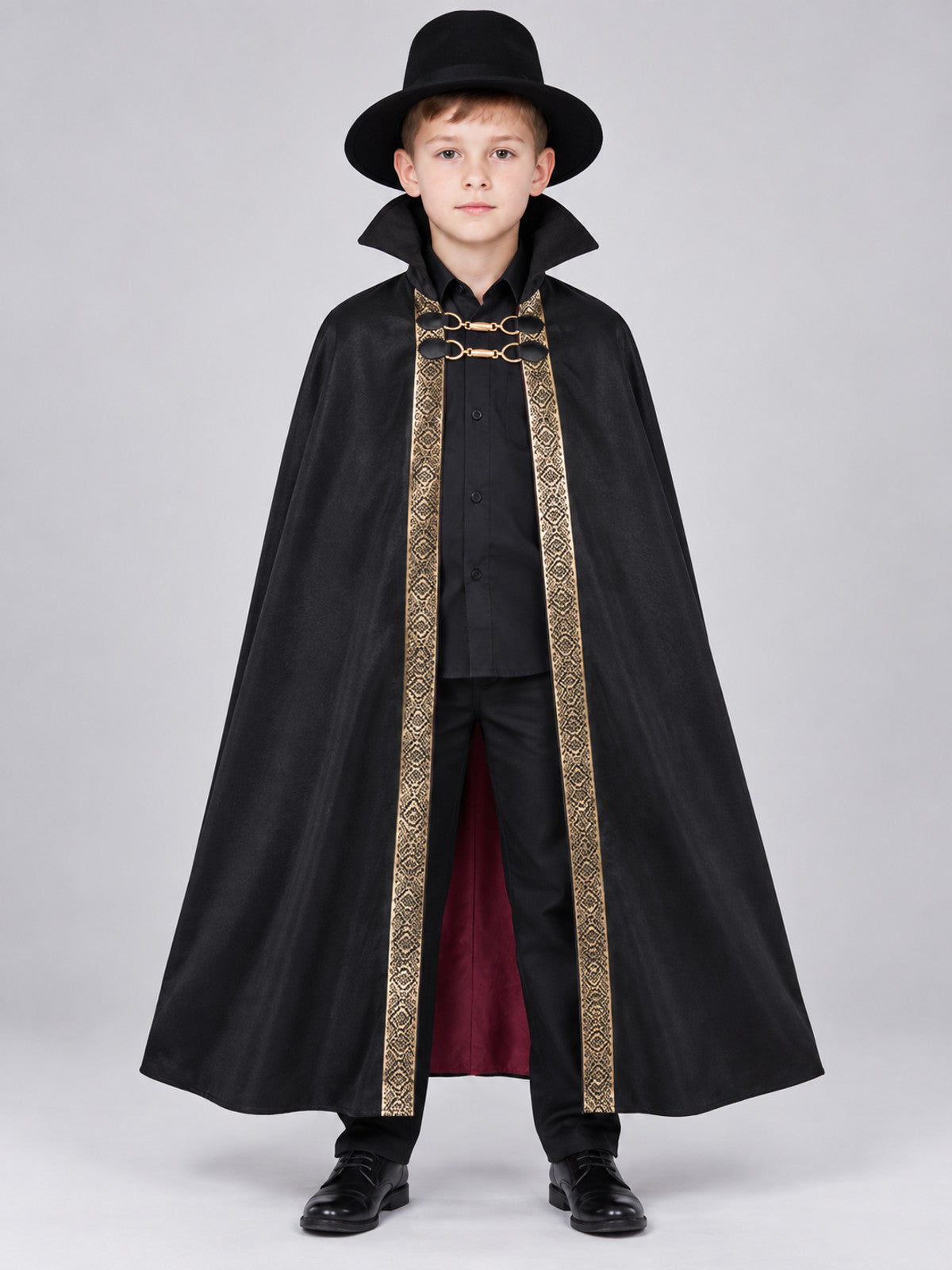 Carnival Cape with Black Hat and Gold Trim