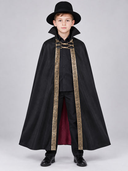 Carnival Cape with Black Hat and Gold Trim