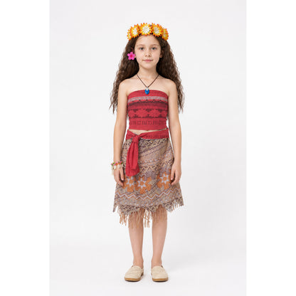 Moana Costume with Fringe and Flower Crown main product view
