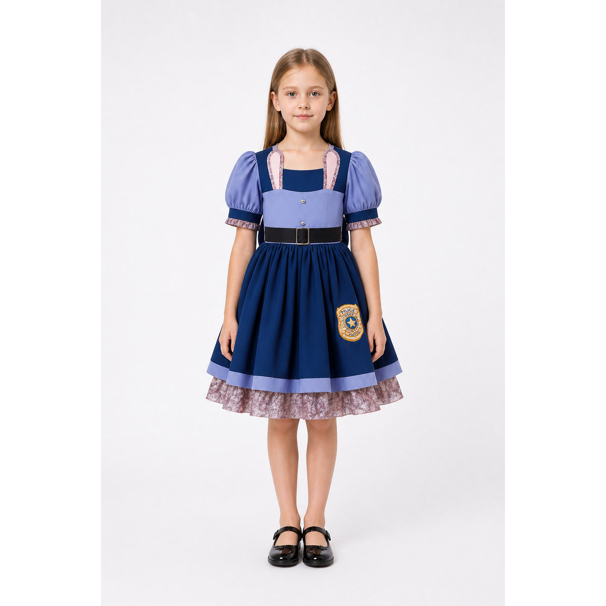 Police Officer Dress-Up Costume for Girls with Belt and Badge main product view