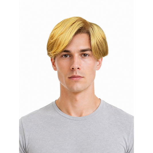 Golden short carnival wig with bangs