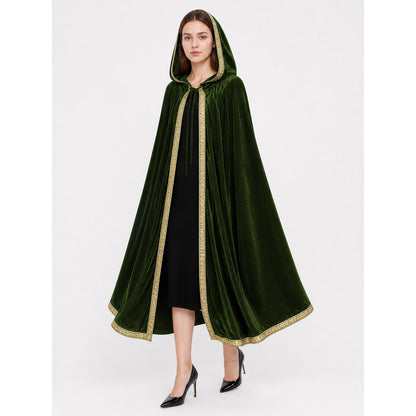 Green hooded carnival cloak, trim