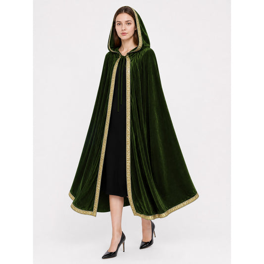 Green hooded carnival cloak, trim