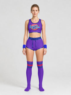 Sports Set: Cropped Top and Shorts, Purple