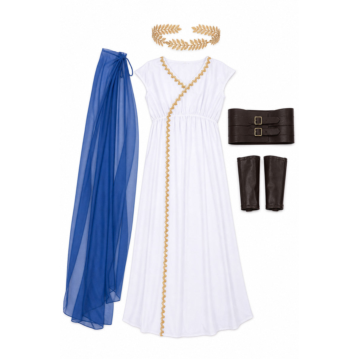 Ancient Greece Carnival Costume with Cape and Wreath on-model view