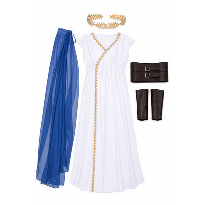 Ancient Greece Carnival Costume with Cape and Wreath on-model view