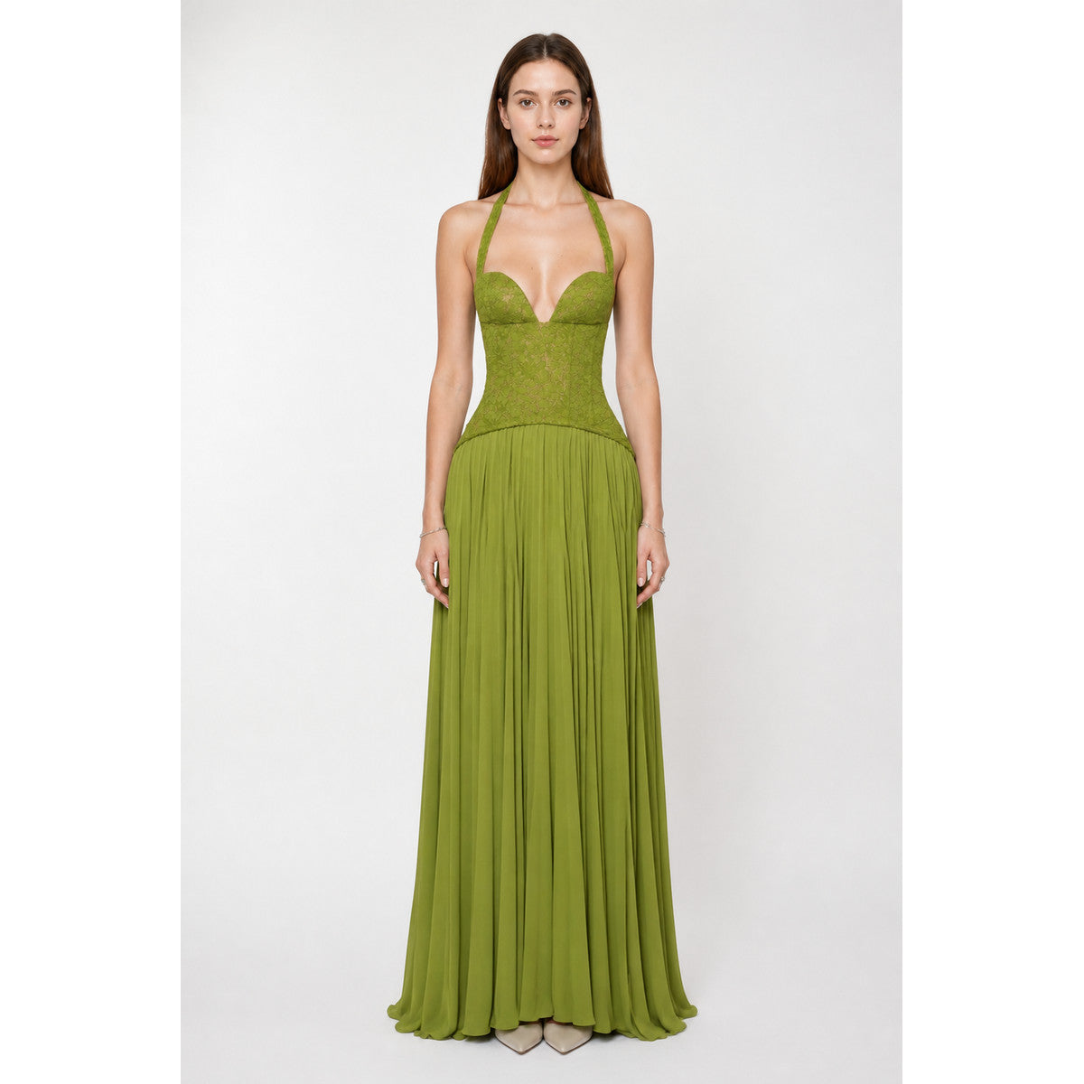 Maxi Dress with a Deep V-Neckline