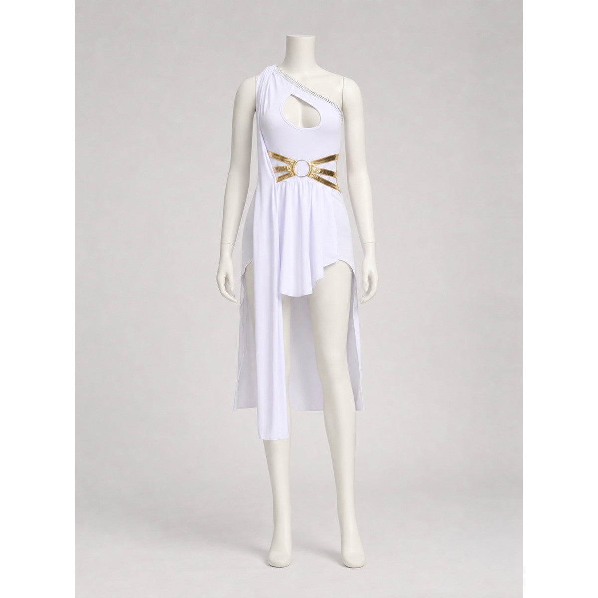 One-Shoulder Greek Goddess-Style Dress on-model view