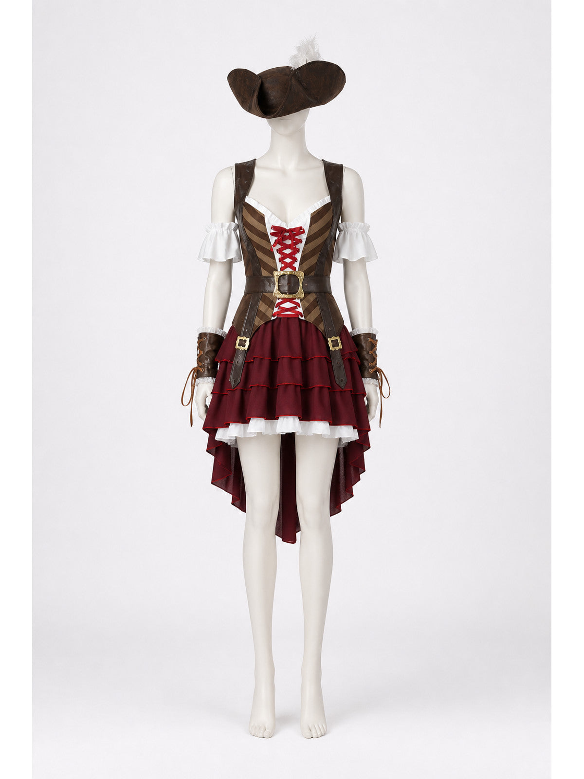 Pirate Costume with Asymmetrical Train and Hat