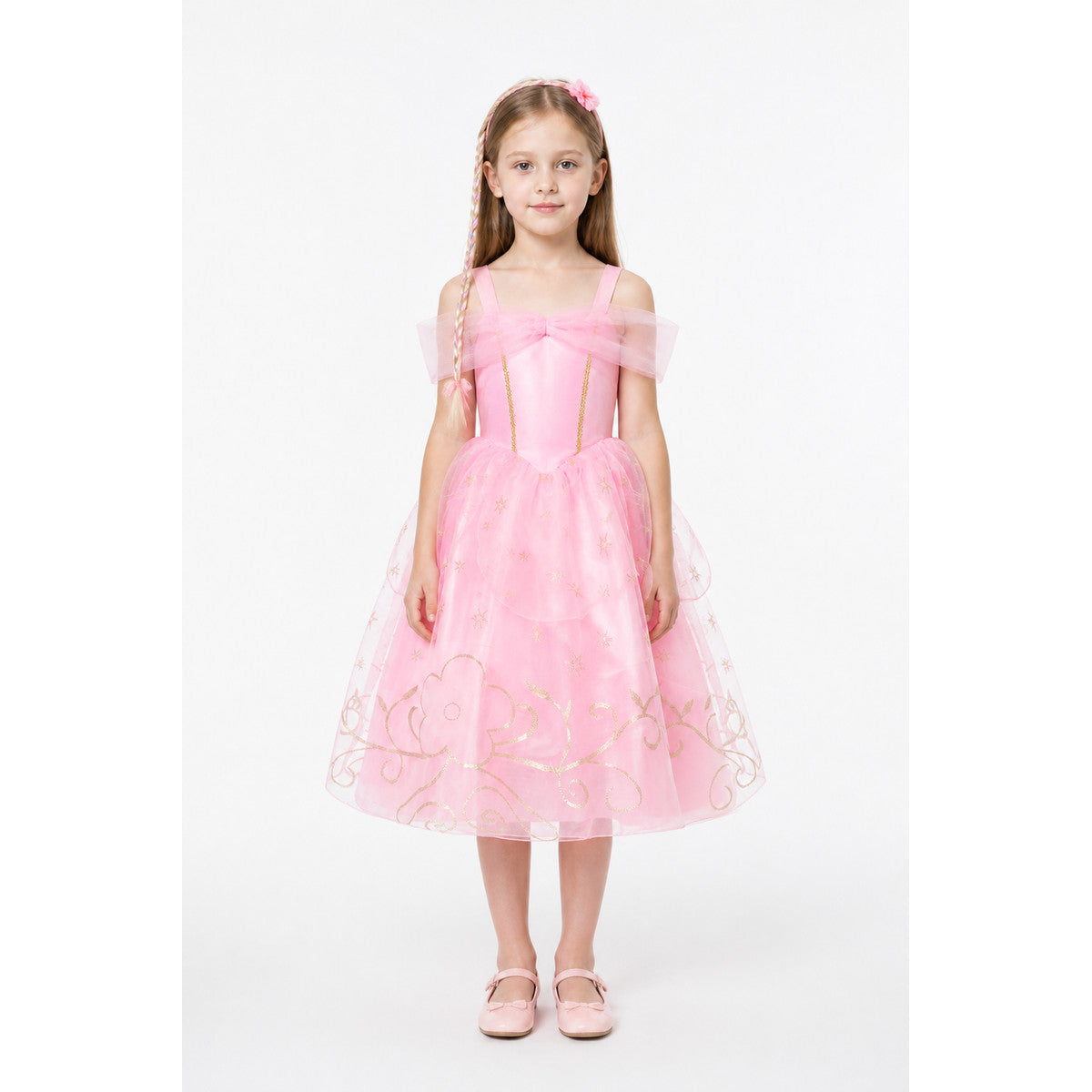 Pink Princess Costume with a Bow and Mesh main product view