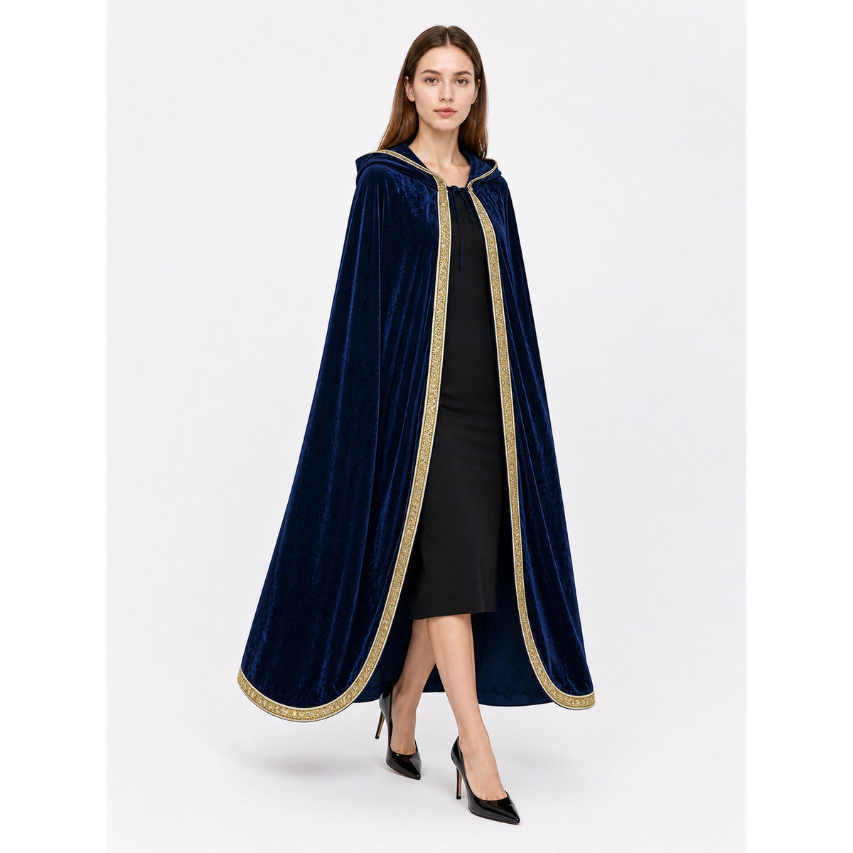Dark Blue Hooded Carnival Cloak