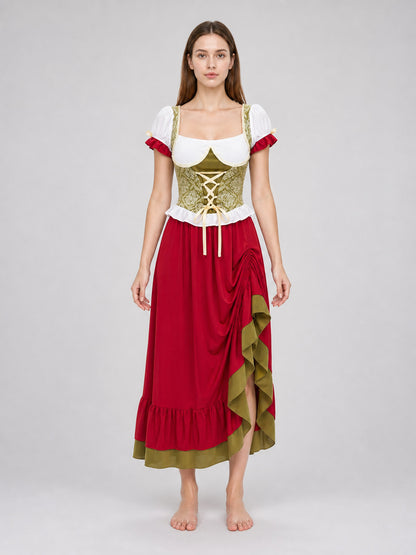 Bavarian-Style Costume Dress with Scarf