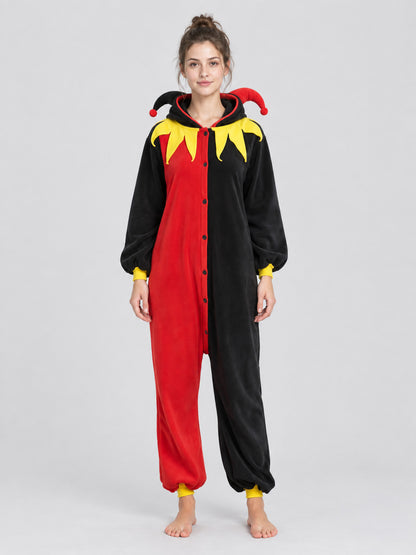 Flannel Pajama Jumpsuit with Volume Hood