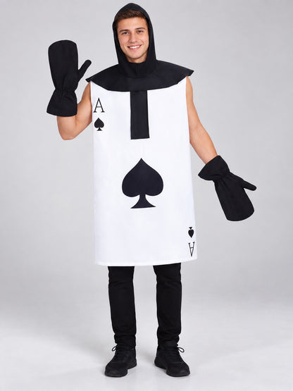 Cosplay Costume White with Black Hood and Gloves