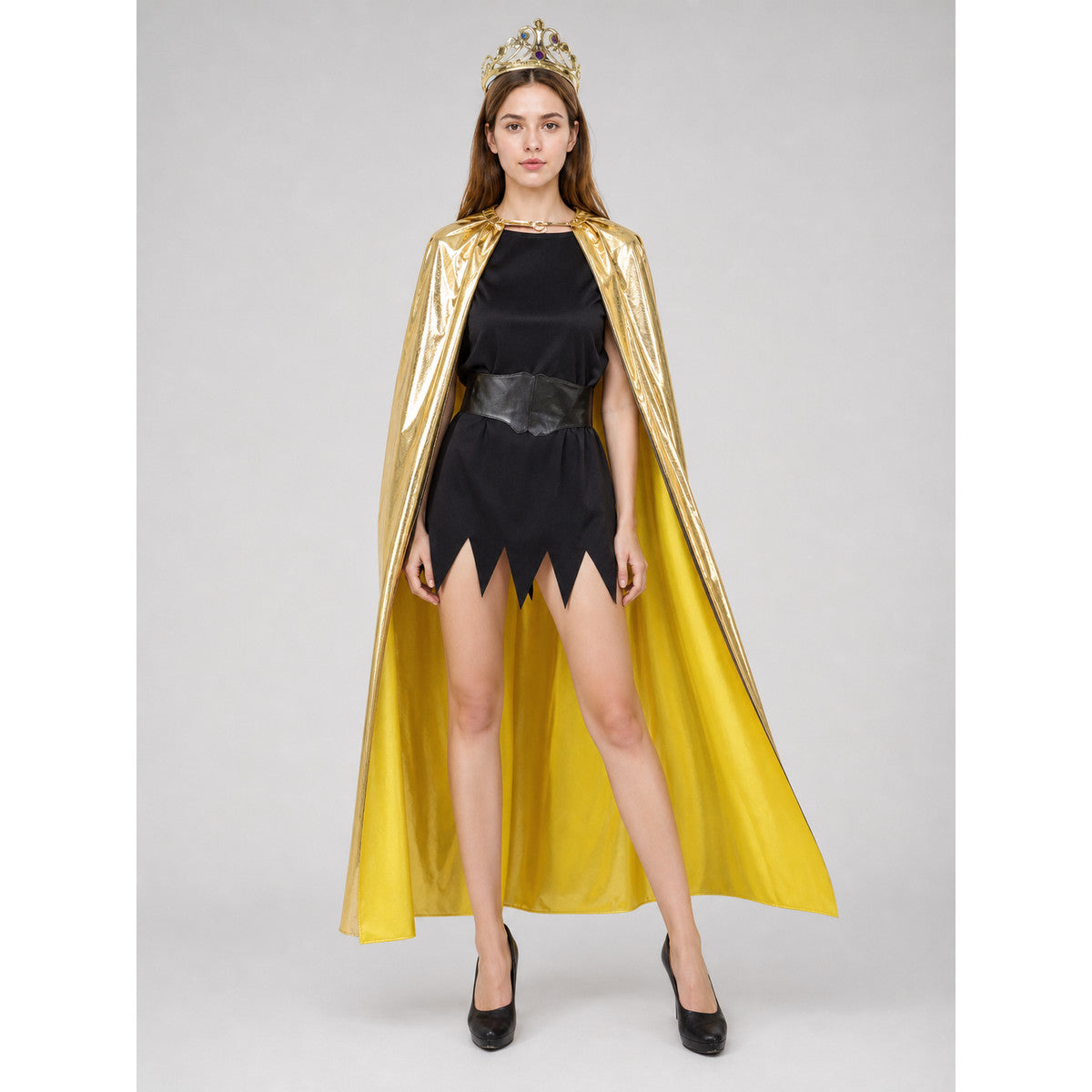 Golden Carnival Cape with Decorative Crown