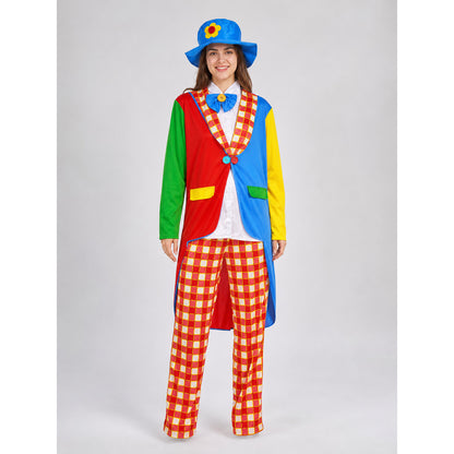 Clown Tailcoat Costume with Pants for Carnival on-model view