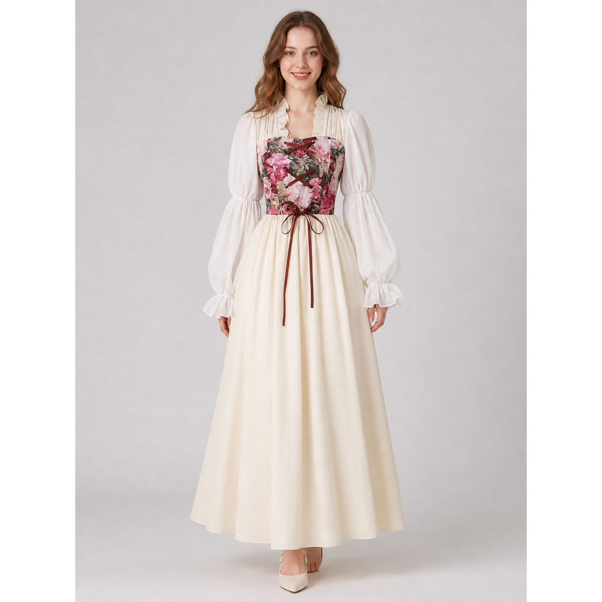 Vintage Medieval Ruffled Corset Dress