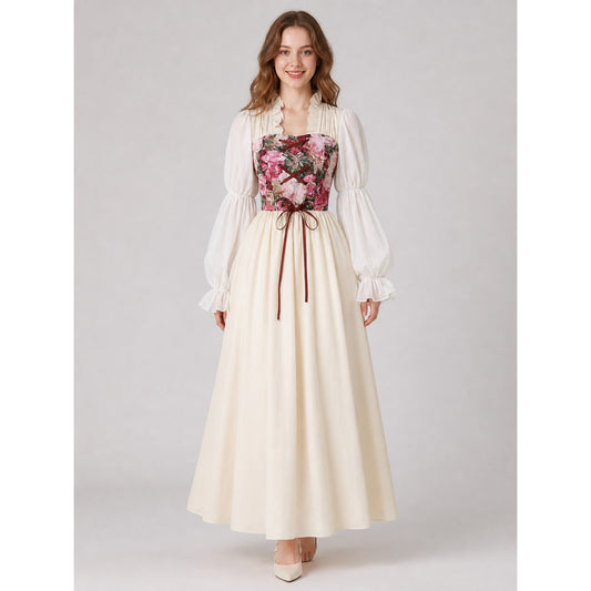 Vintage Medieval Ruffled Corset Dress