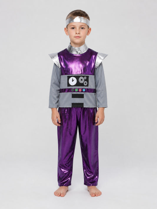 Purple Alien Robot Costume, Jumpsuit on-model view