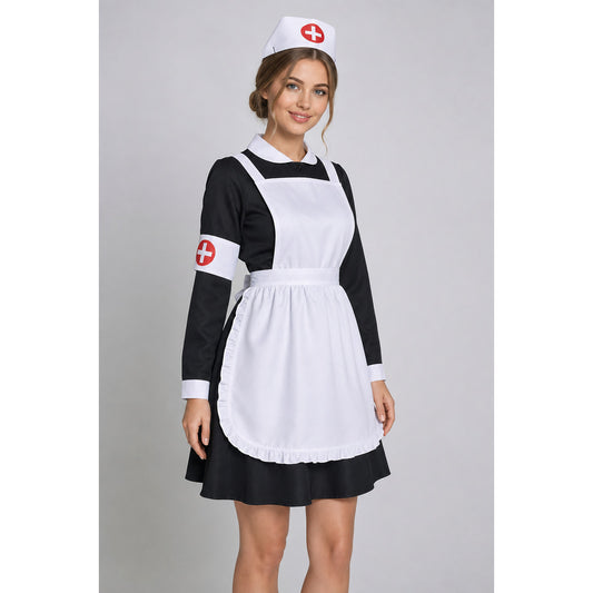 Nurse Costume Carnival Set with Apron and Cap