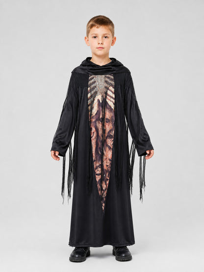 Gothic Hooded Skeleton Costume for Halloween front view
