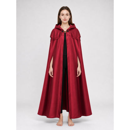Red Hooded Cape Cloak with Pendant