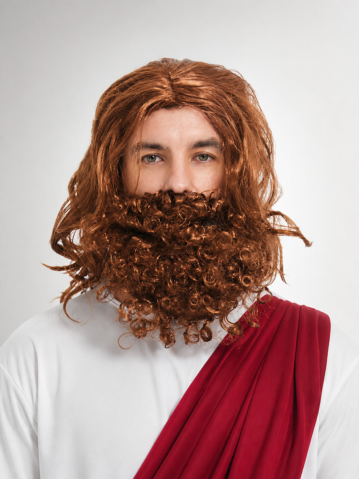 Brown Carnival Wig with Long Hair and Beard main product view