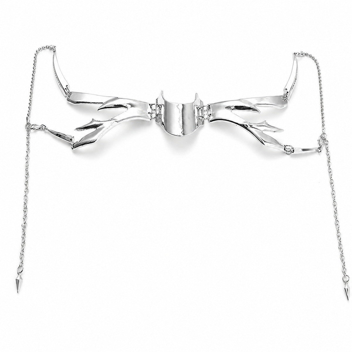 【Ja】Mechanical Alien Chin Mask, Punk Gothic Metal Face Wear for Halloween Cosplay & Masquerade Party