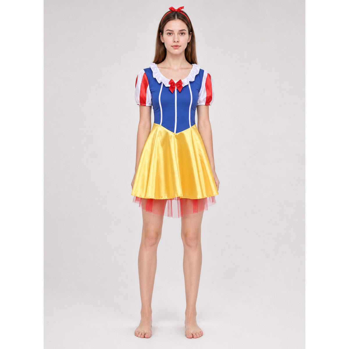 Snow White Cosplay Costume, Bow-Accent Dress on-model view