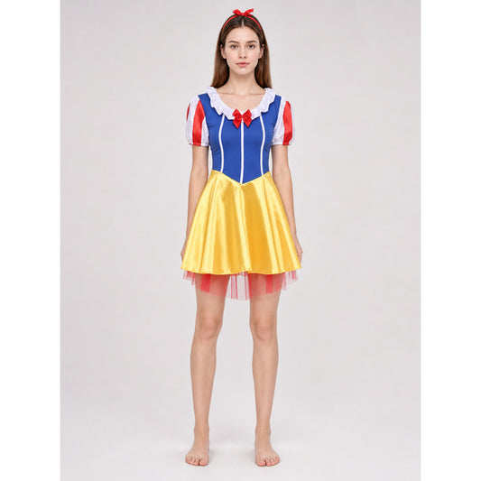 Snow White Cosplay Costume, Bow-Accent Dress on-model view