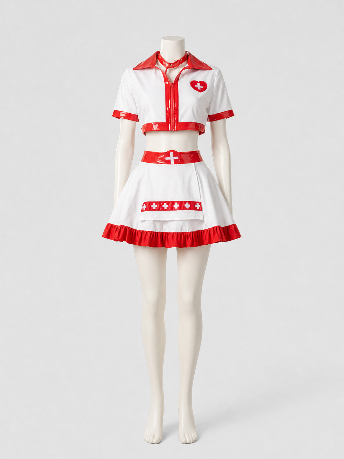 Medical Costume with Skirt and Cap, White and Red