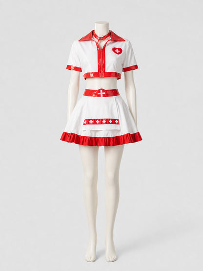 Medical Costume with Skirt and Cap, White and Red