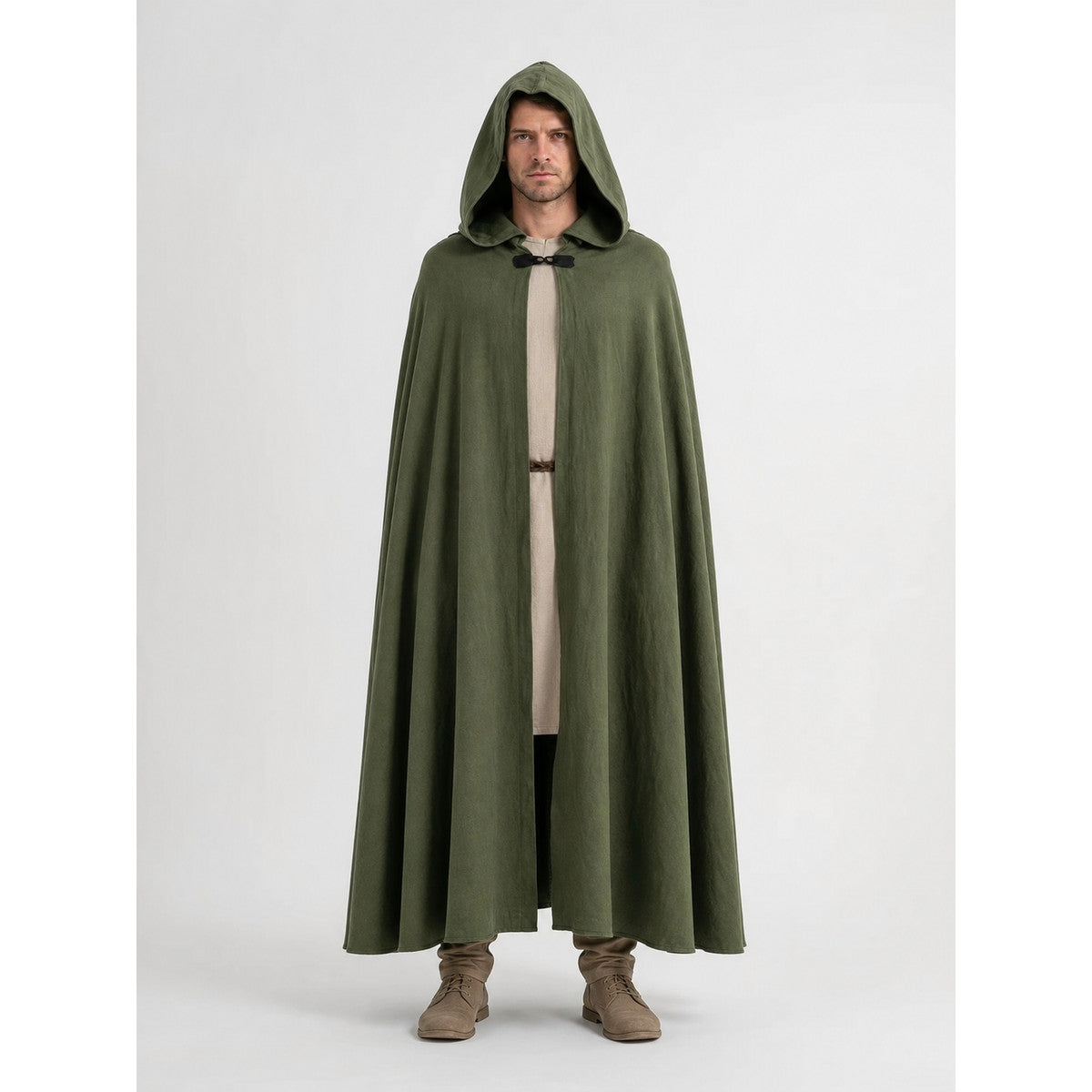 Long Green Hooded Carnival Cloak