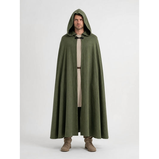Long Green Hooded Carnival Cloak