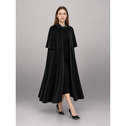 Long Black Carnival Cloak with Collar
