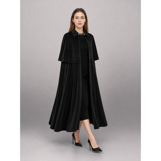 Long Black Carnival Cloak with Collar