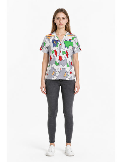 Short-Sleeve Shirt with Geometric Print main product view