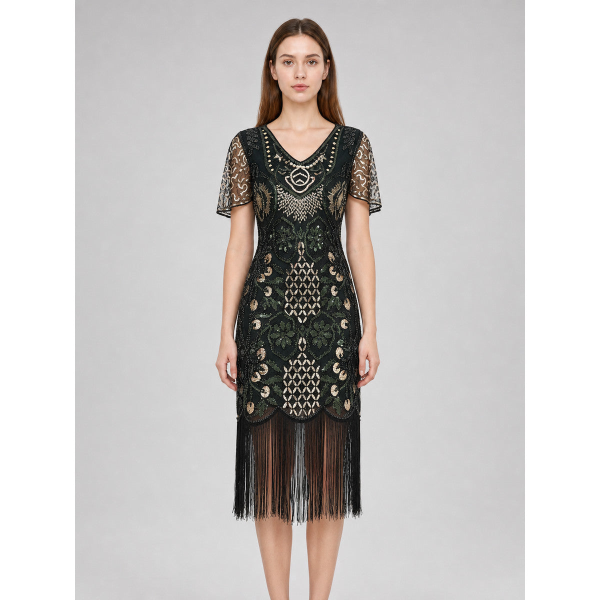 Vintage Art Deco Fringe and Sequin Dress
